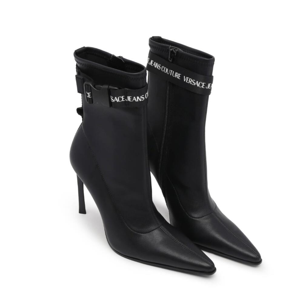 Versace Jeans Couture Sadie Ankle Boots Black Luxe Chic Women US 7 EU37
